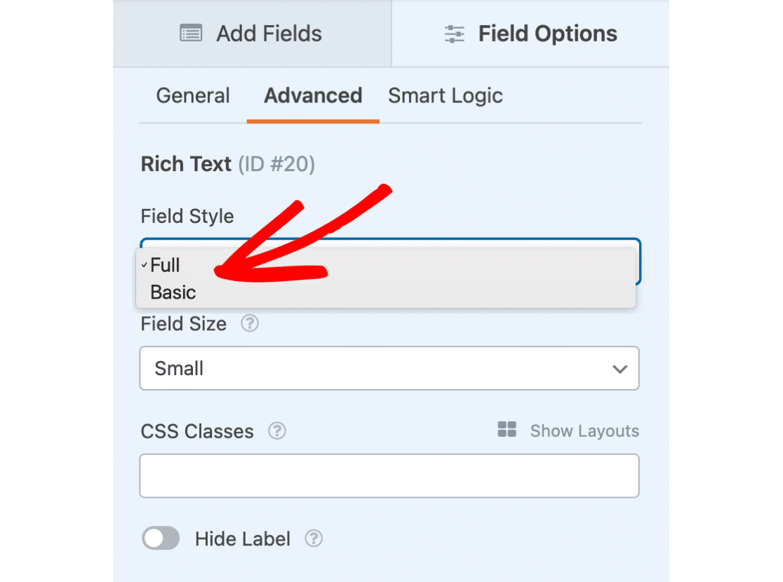 Field style options