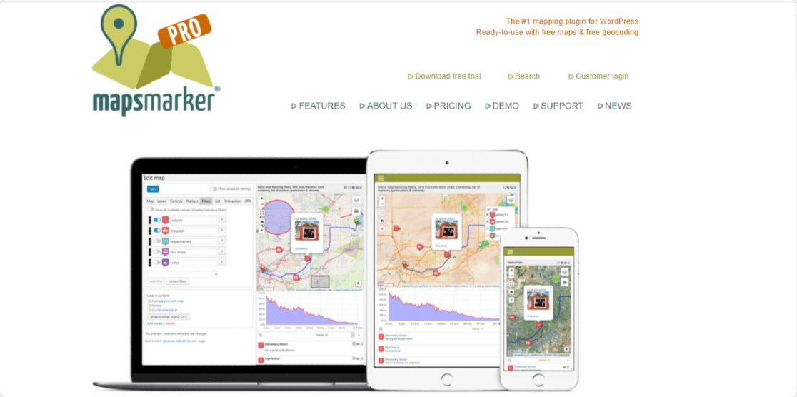 Wordpress карты. Map Marker Pro. Маршруты на карты в вордпресс. Plugin with Map of Samples.