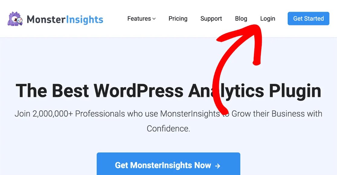 MonsterInsights login page