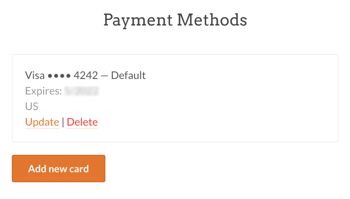 Payment Methods in WPForms account