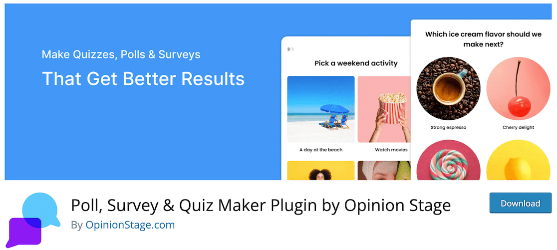 Poll, Survey, and Quiz Maker page on the WordPress repo