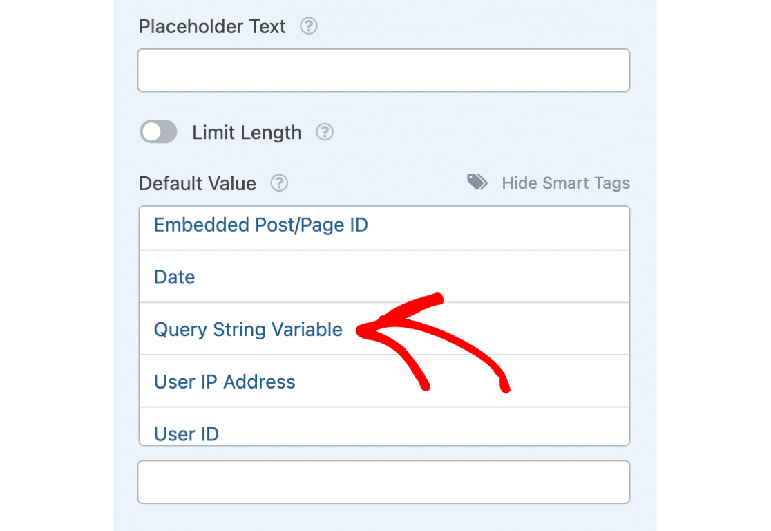 Query string variable smart tag