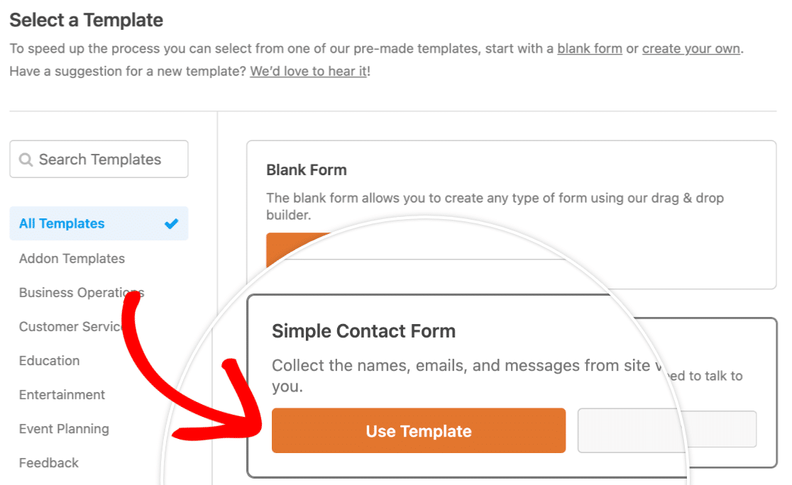 Simple contact form template