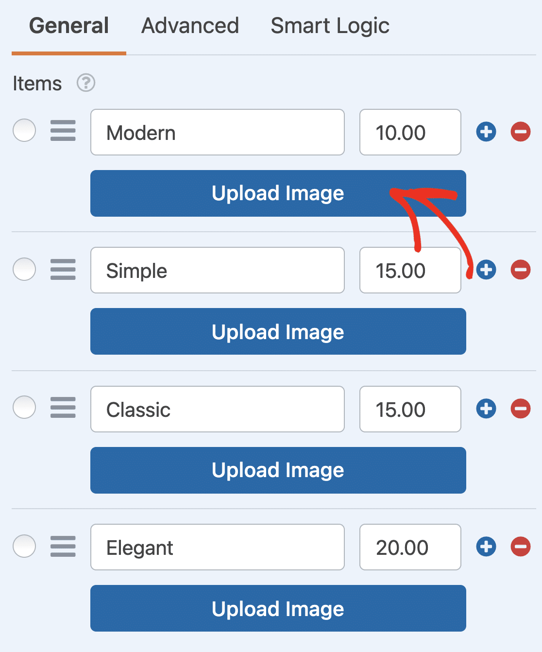 Uploading Business Card Order Form images