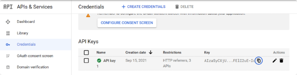How to Make a Google Maps Autocomplete - Copy Api Key 1024x259 