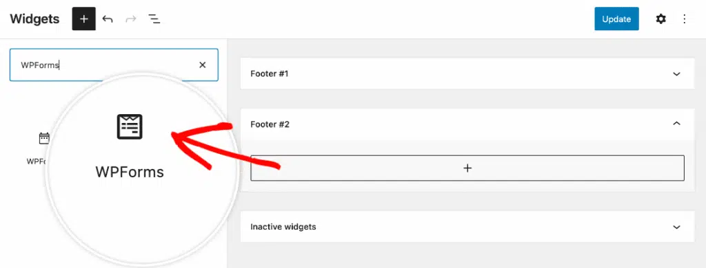 Adding the WPForms block to a widget