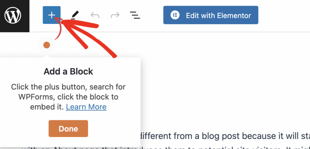 Display form on existing page