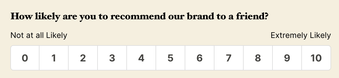 An example of a Net Promoter Score field on the frontend