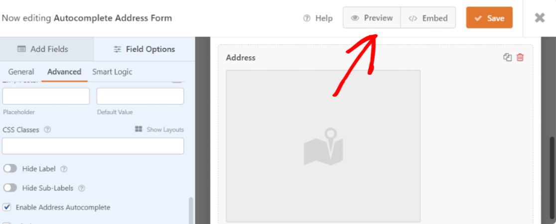 preview autocomplete address form