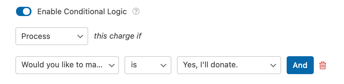 Creating a conditional logic rule for Square payments