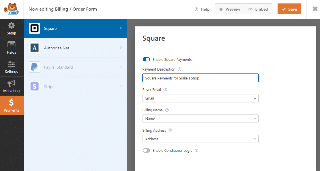 square mapping settings