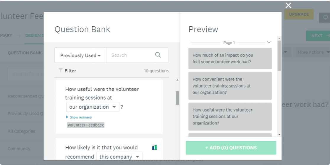 surveymonkey vs mailchimp: surveymonkey-question-bank