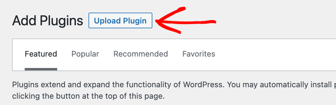 Uploading a new plugin to WordPress