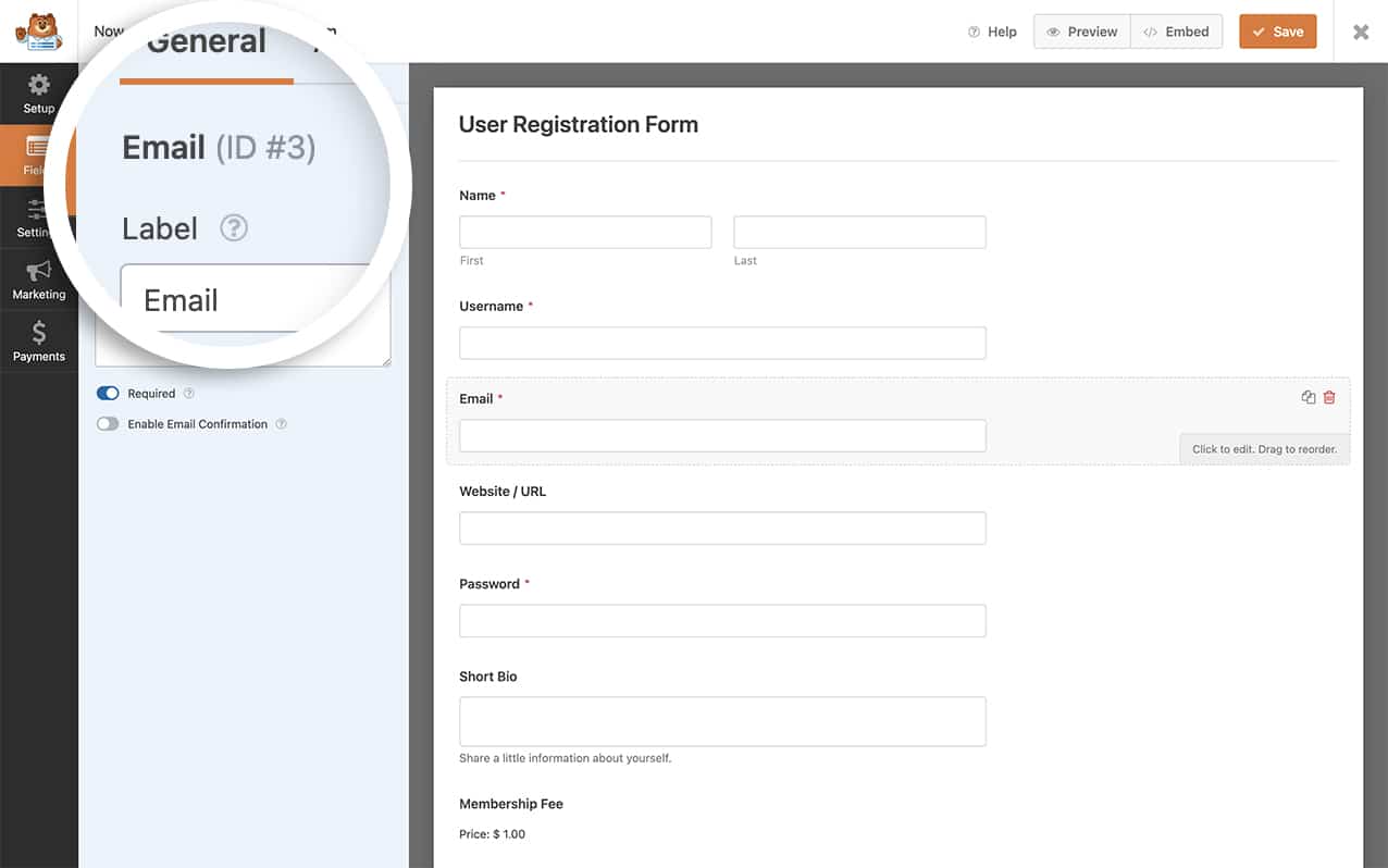 update the snippet for the field ID that you are using for the email form field