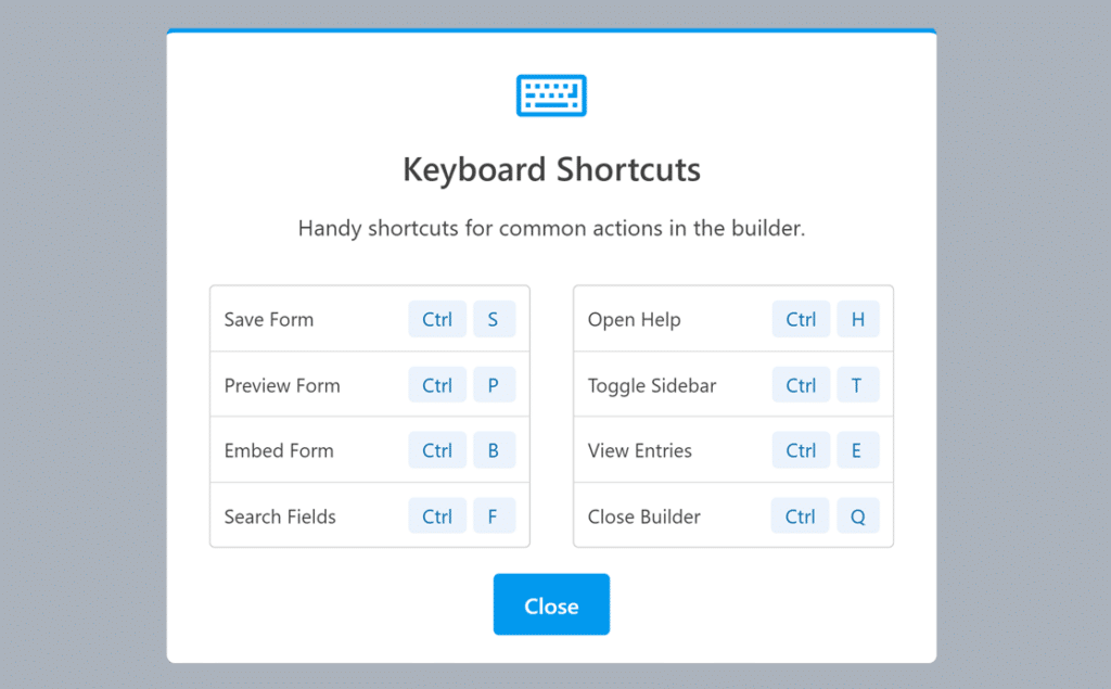 How to Use Keyboard Shortcuts in the WPForms Form Builder