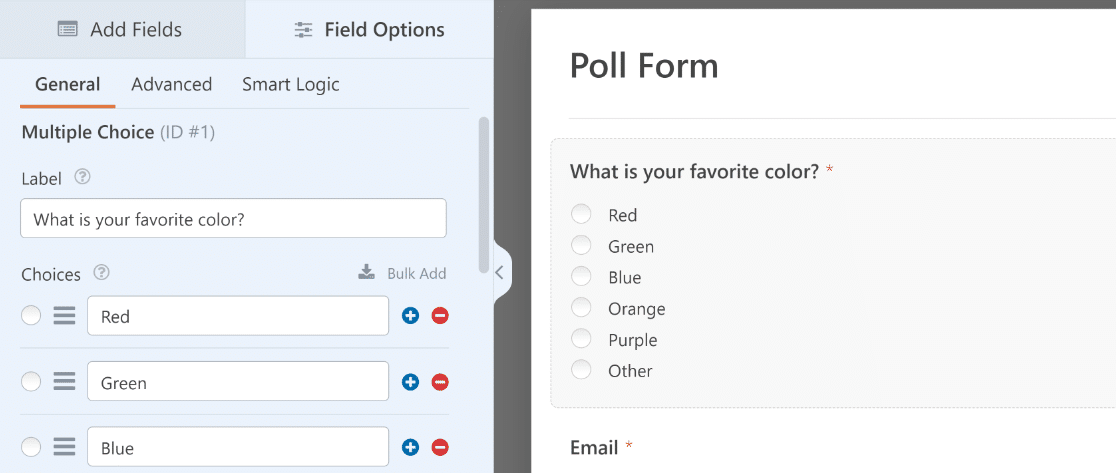 WPForms poll form