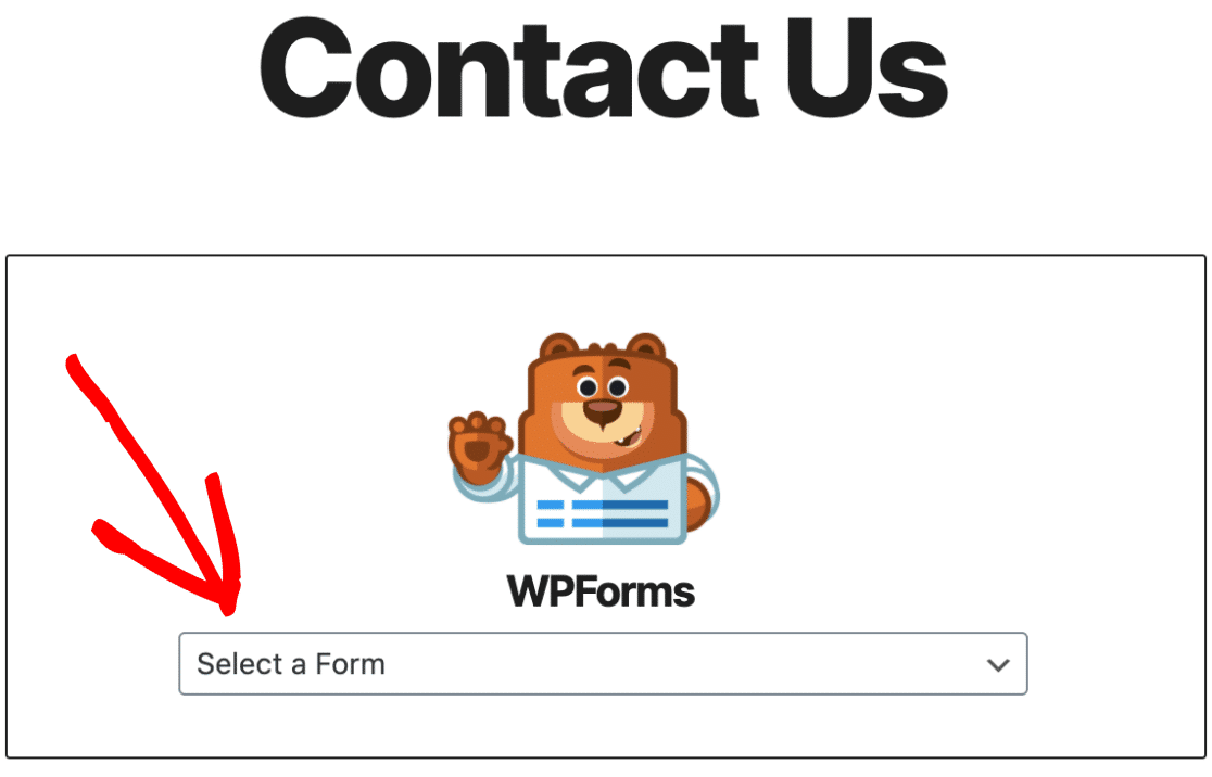 Choosing a form to display in the WPForms block