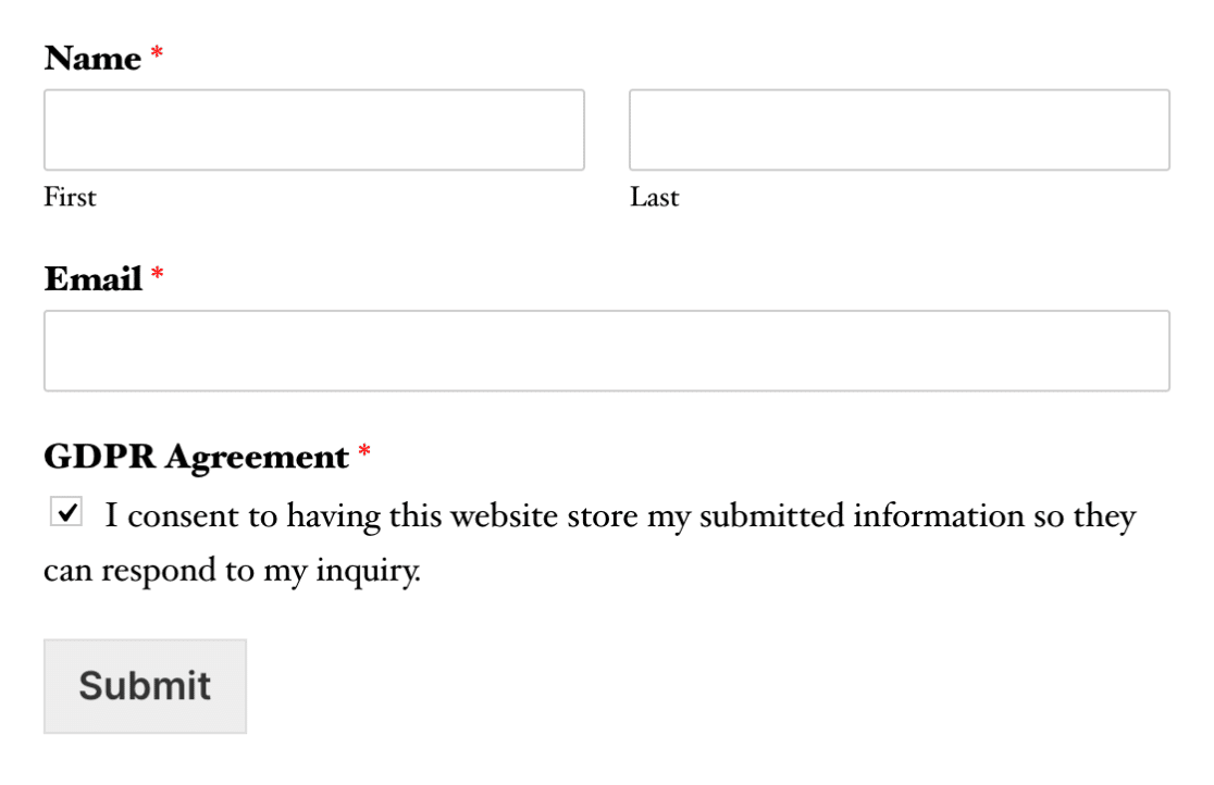 GDPR form example