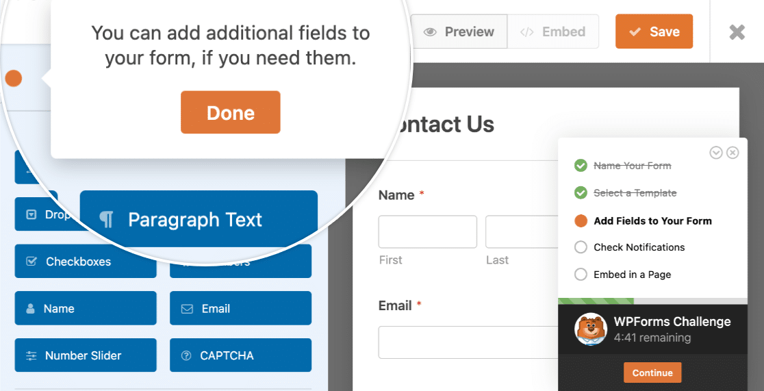 Adding fields to a form during the WPForms Challenge