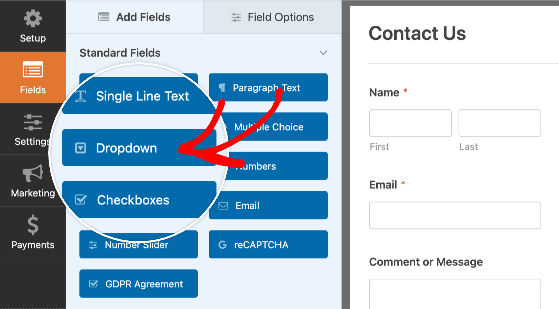 Add dropdown field