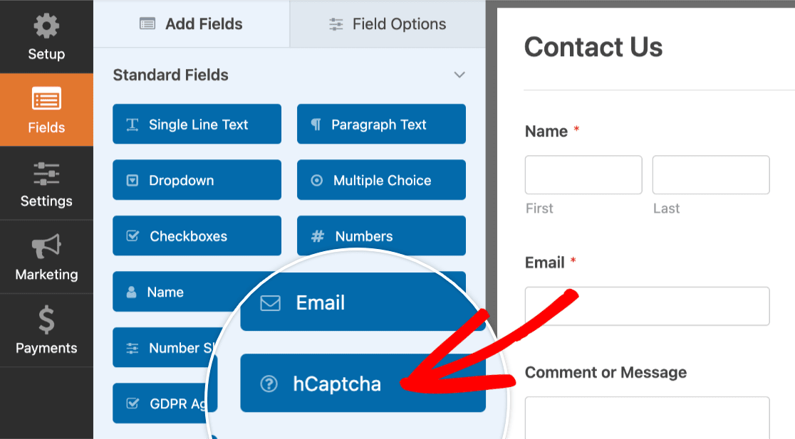 Adding an hCaptcha field to your form