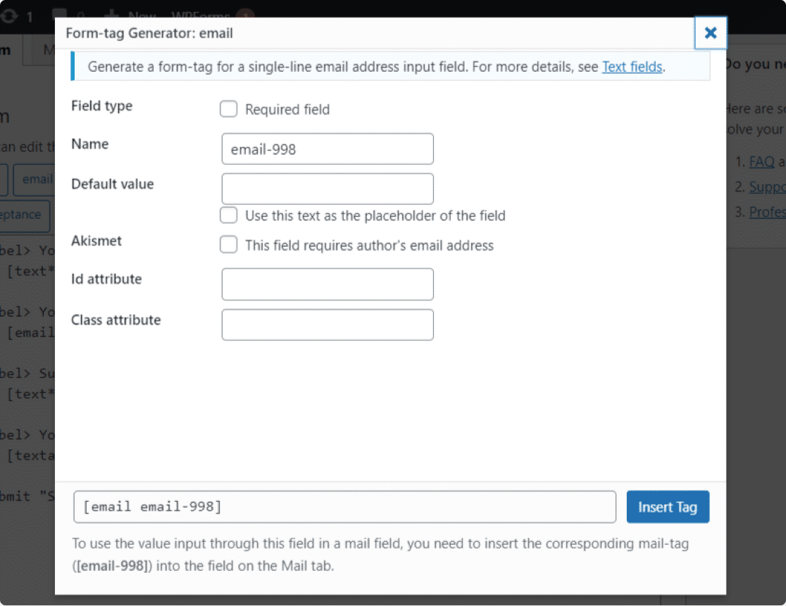 adding form field in contact form 7