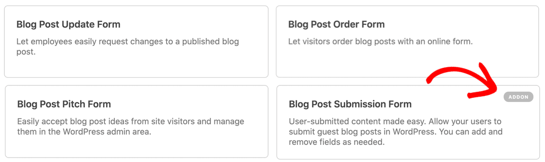 Blog post templates in WPForms
