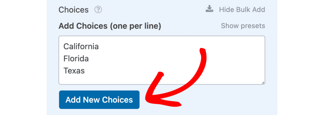 Click add new choices button