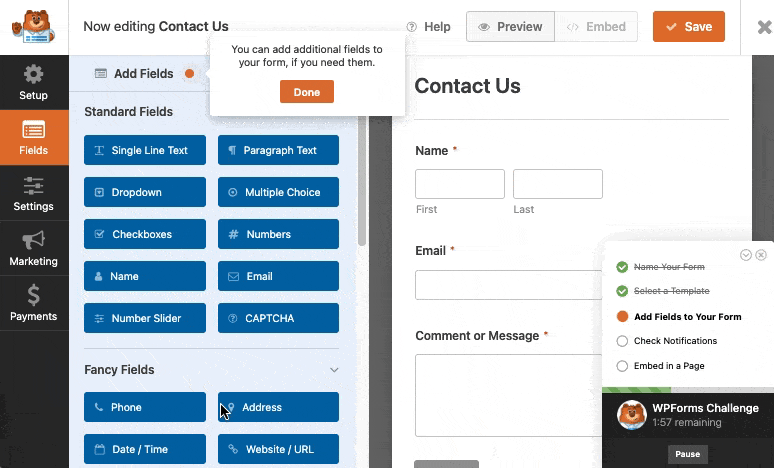 Click and drag form field