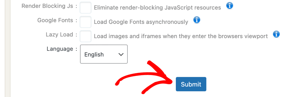 Click submit button WP Fastest Cache