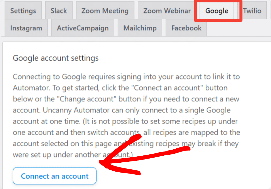 connect google account
