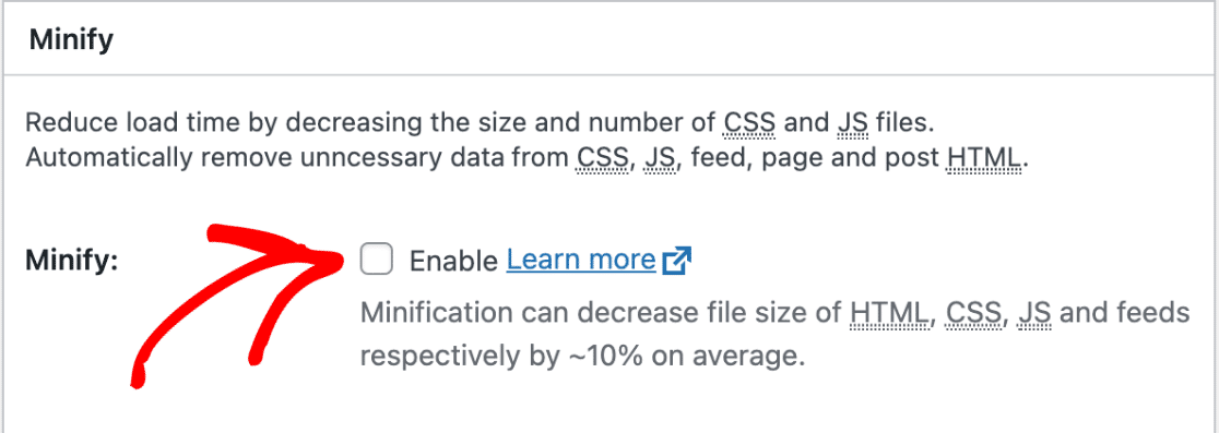 Disable minification W3 Total Cache