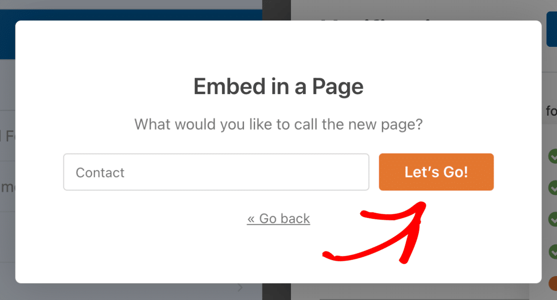 Embedding a contact form in a new page