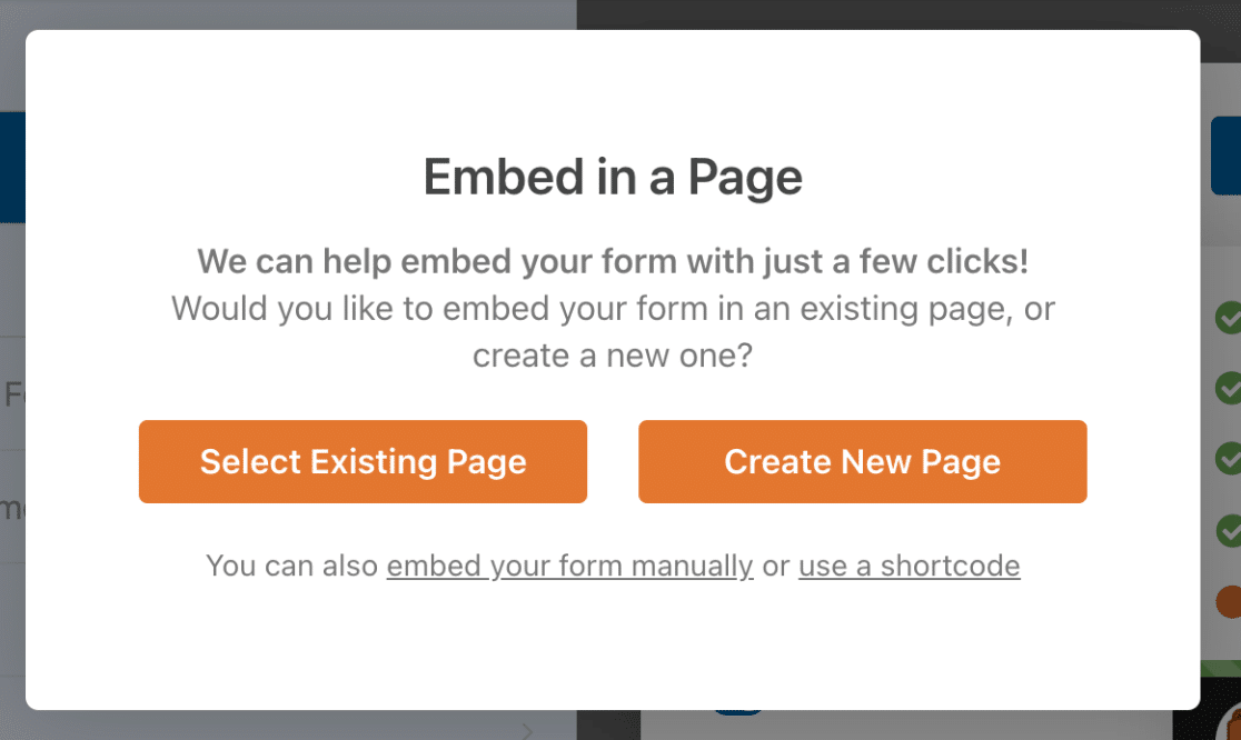 The Embed in Page options