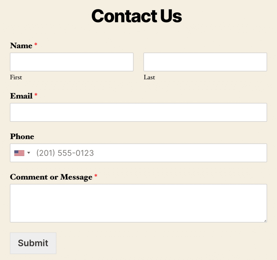 Embedded contact form