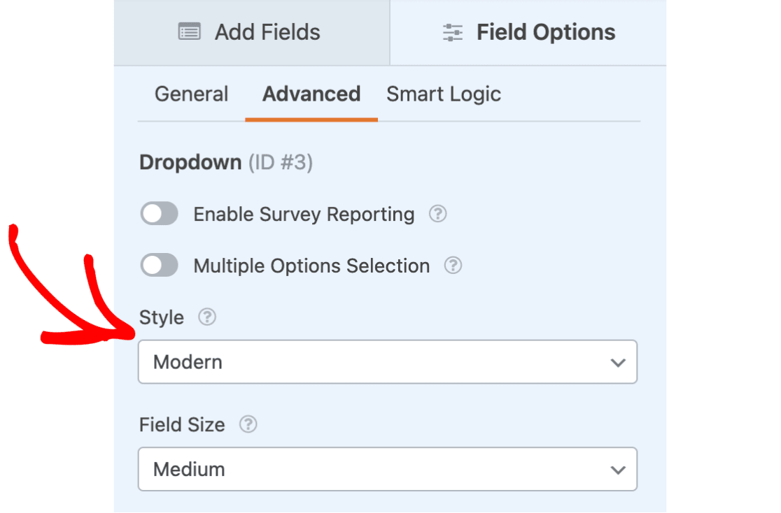 Modern style dropdown