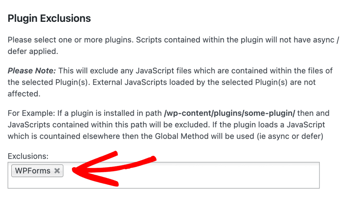 Plugin exclusions Async JavaScript