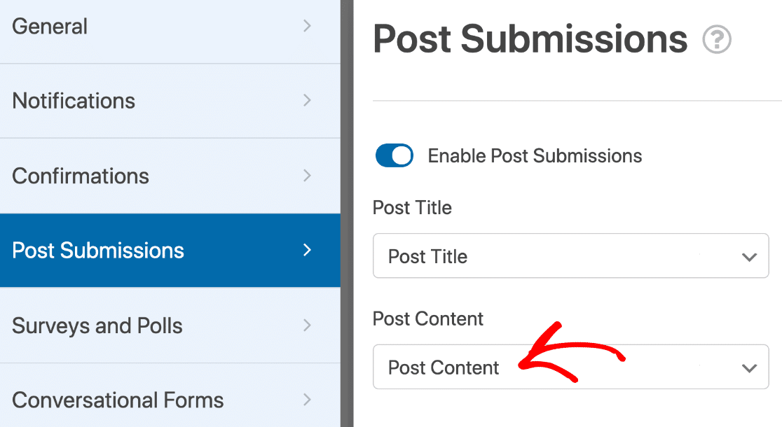 Post submission settings