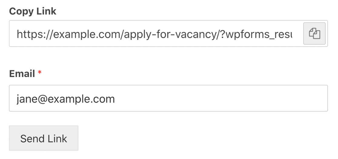 Send Save and Resume link via email