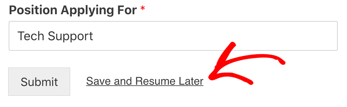 Save and Resume link in WPForms
