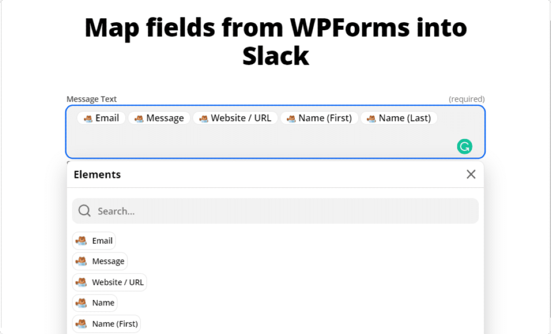 customize zap message