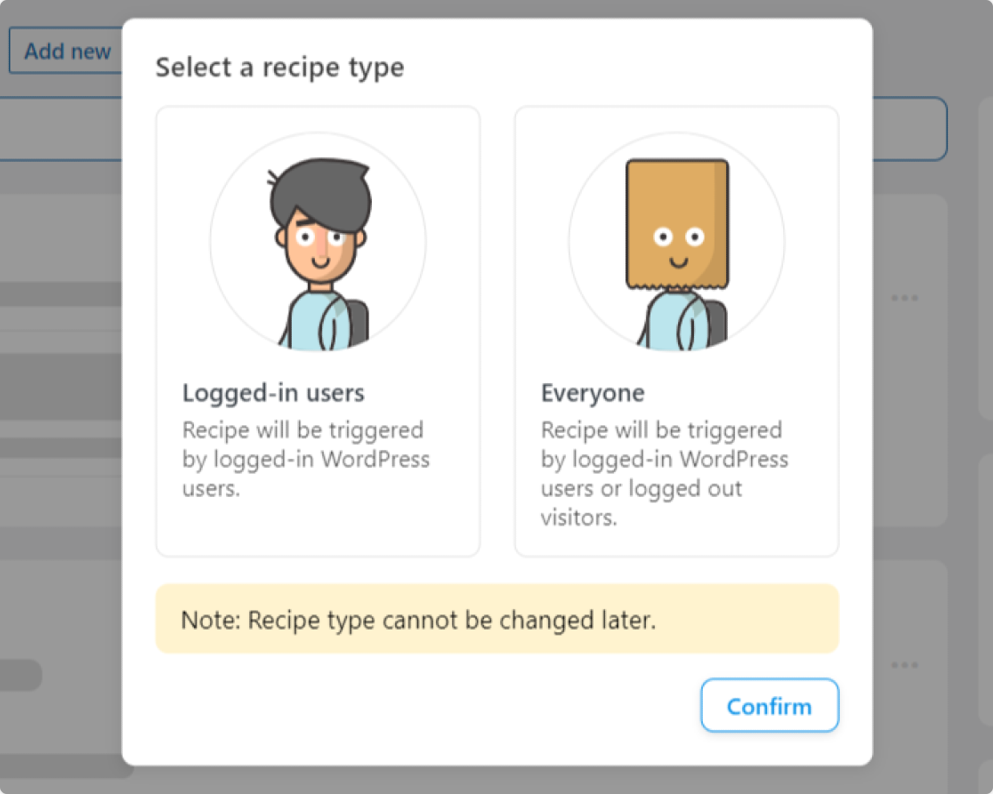 select recipe type