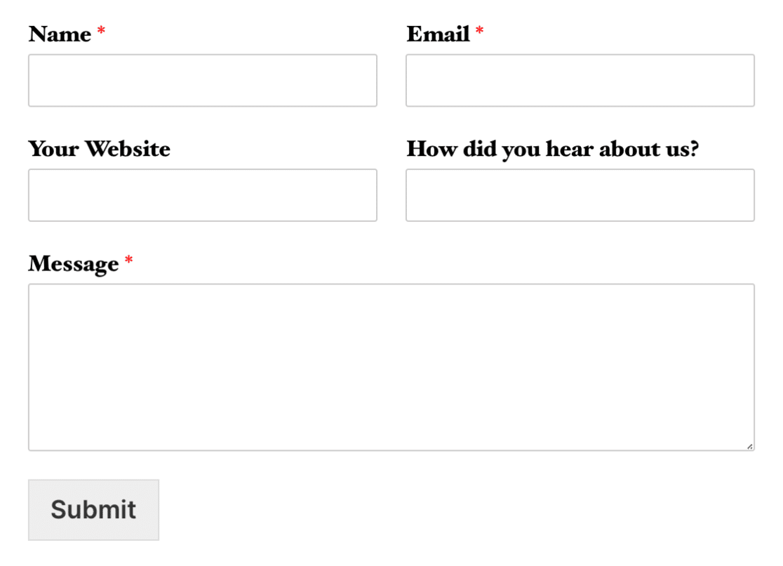 Two-column form layout