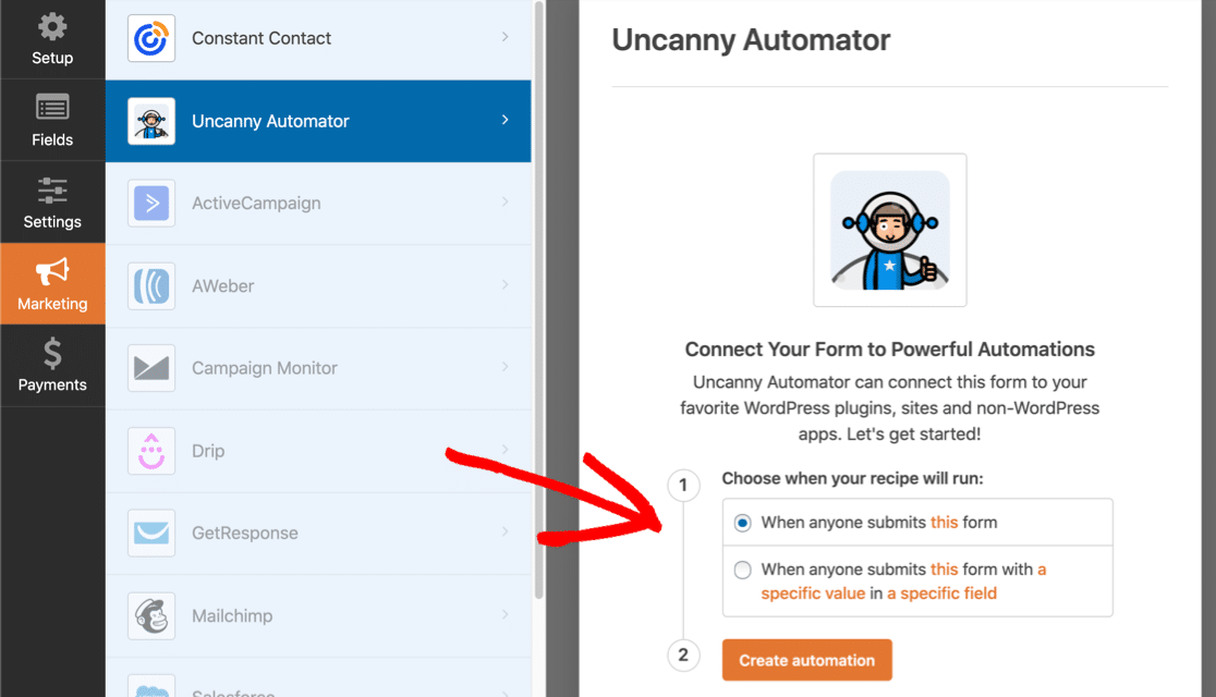 Uncanny Automator integration in WPForms