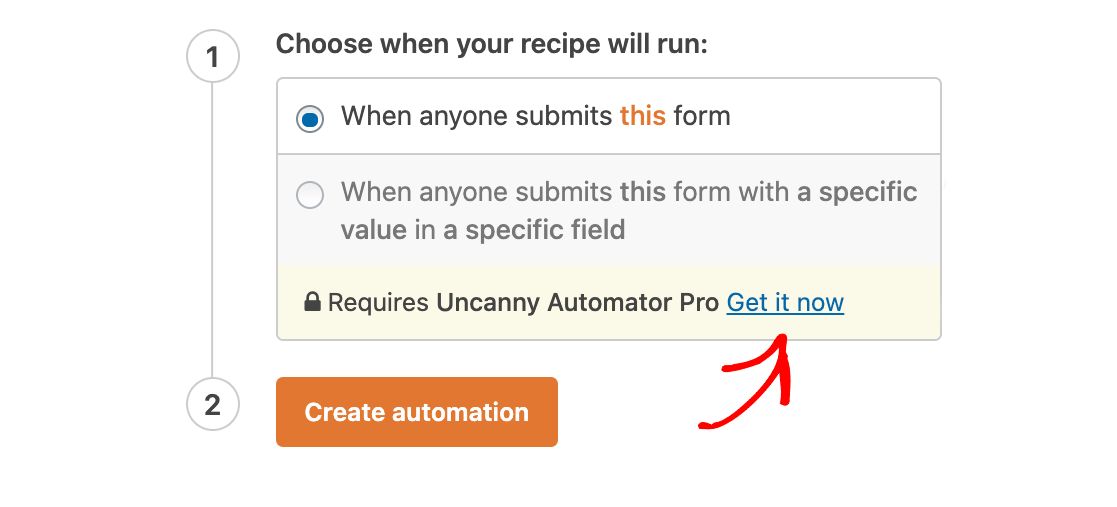 Upgrading to the paid version of Uncanny Automator from the form builder