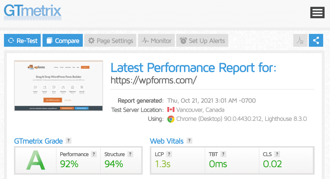 website speed test