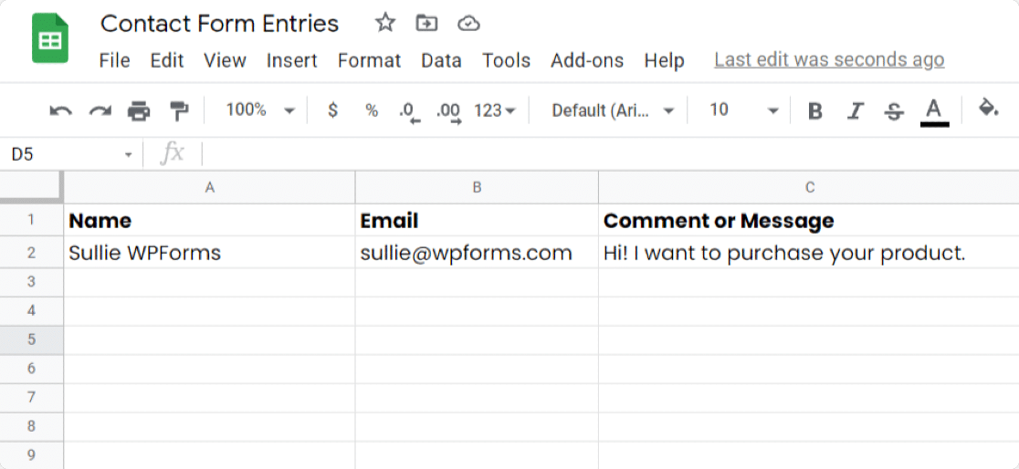 wpforms to google sheets