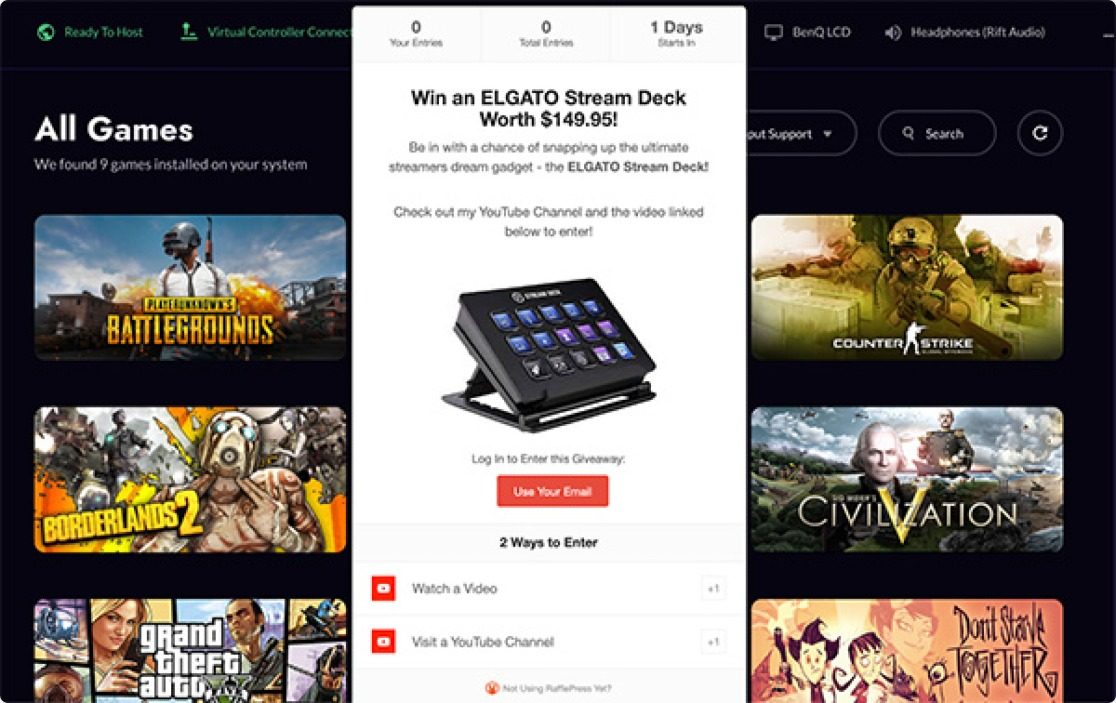 4. YouTube Giveaway Landing Page Example