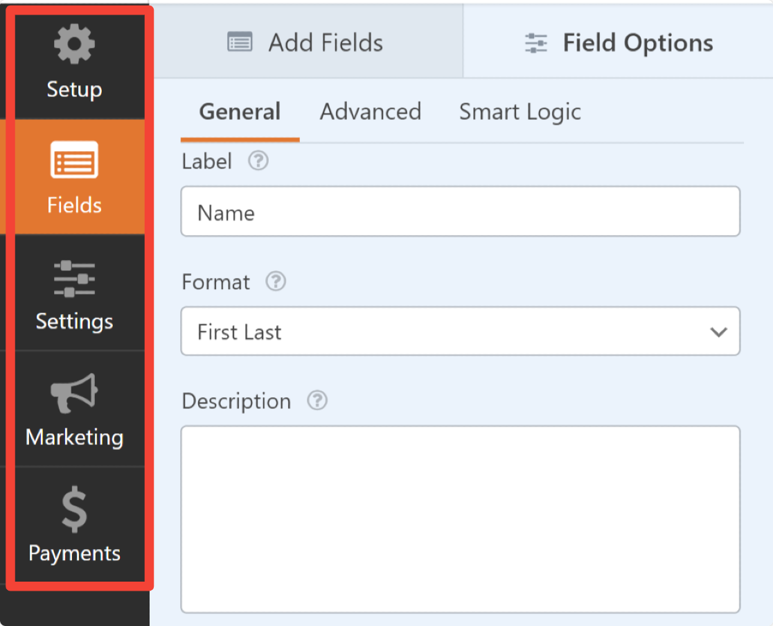 additional options in wpforms dashboard