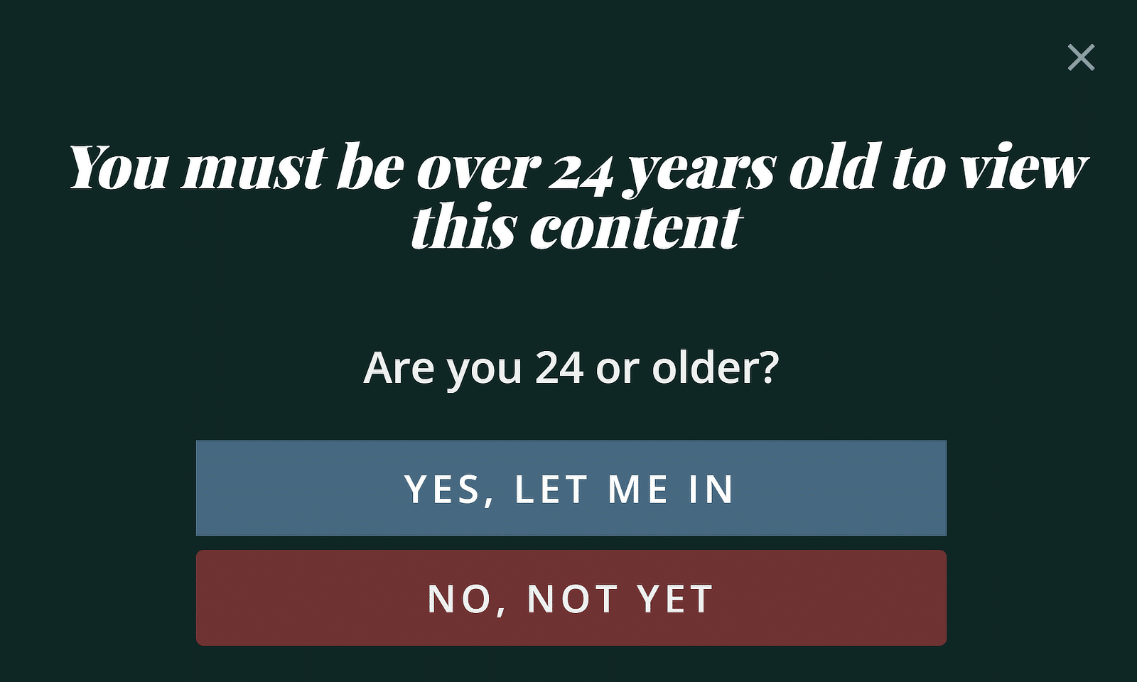 Age verification popup